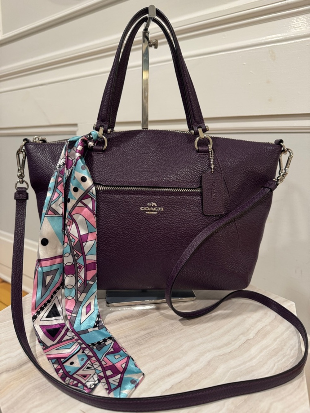 COACH Bag Prairie Purple Leather Satchel Tote EUC - Picture 4 of 17